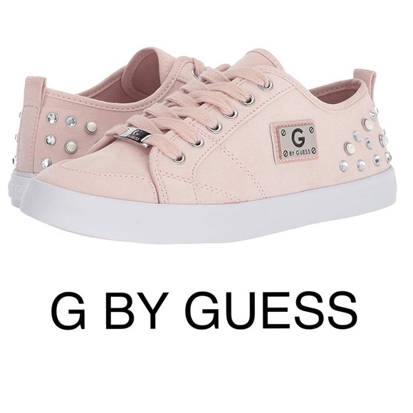 guess pink suede studded trainers